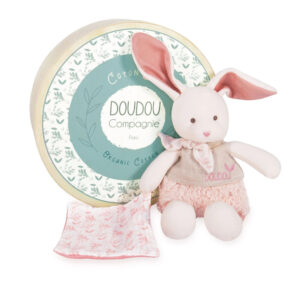 Doudou Bio Hase mit Schmusetuch, rosa 22cm (Baumwolle)