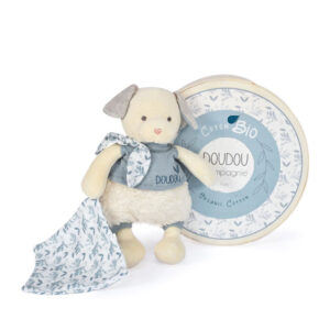 Doudou Bio Hund mit Schmusetuch, blau 22cm (Baumwolle, Blau)