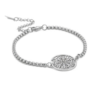 Perlstein Chakra Armband (Edelstahl, Silber)