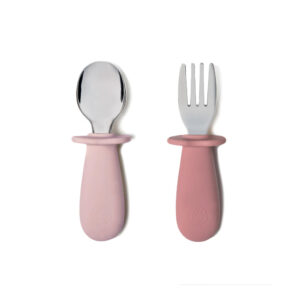 Soina Besteckset Löffel & Gabel mit Silikongriff (Edelstahl, Pink, Stahl)
