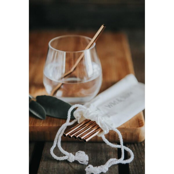 Wild & Stone - Cocktail Trinkhalme aus Edelstahl, wiederverwendbar, rose gold, 6er Pack – Bild 3