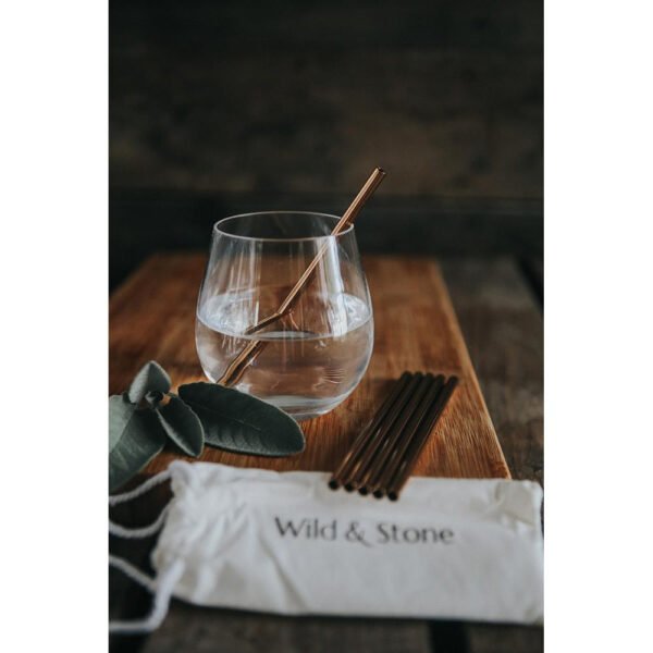 Wild & Stone - Cocktail Trinkhalme aus Edelstahl, wiederverwendbar, rose gold, 6er Pack – Bild 4